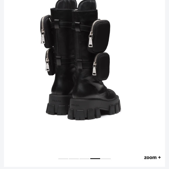 Authentic PRADA Monolith Black Leather Chunky Combat Boots - Picture 13 of 15